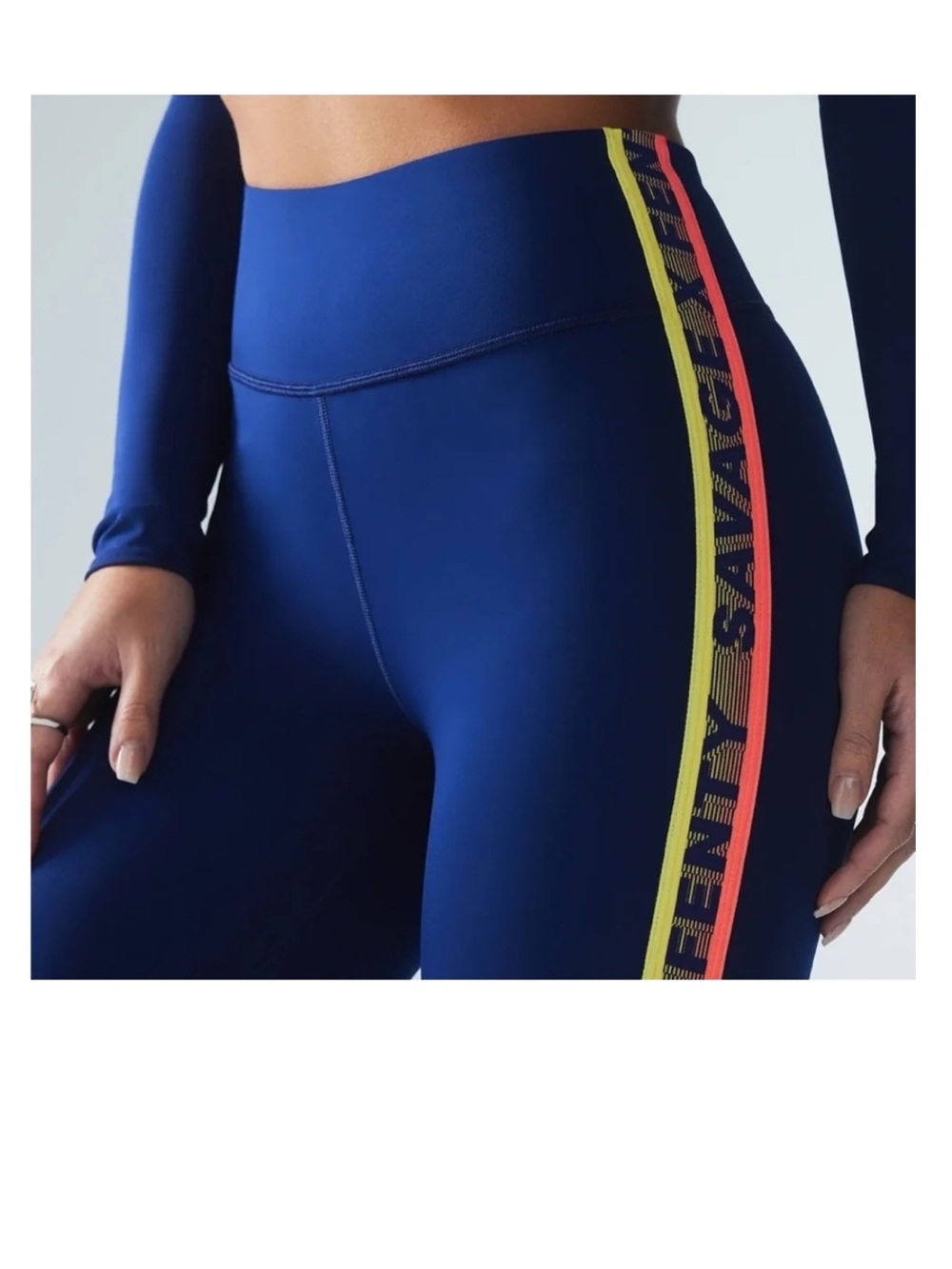 Savage X Fenty Navy Leggings with Neon Accent